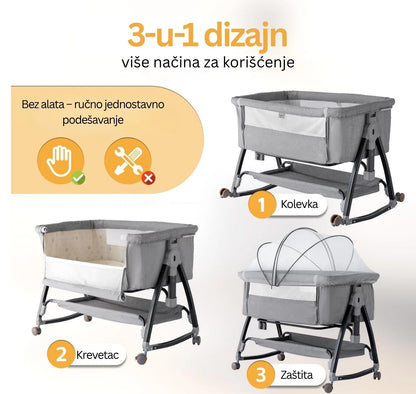 3u1 Krevetac i Kolevka za Bebe