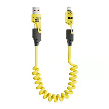 4 u 1 Uvlačivi Kabl za Brzo Punjenje – 65W, USB-C + Lightning