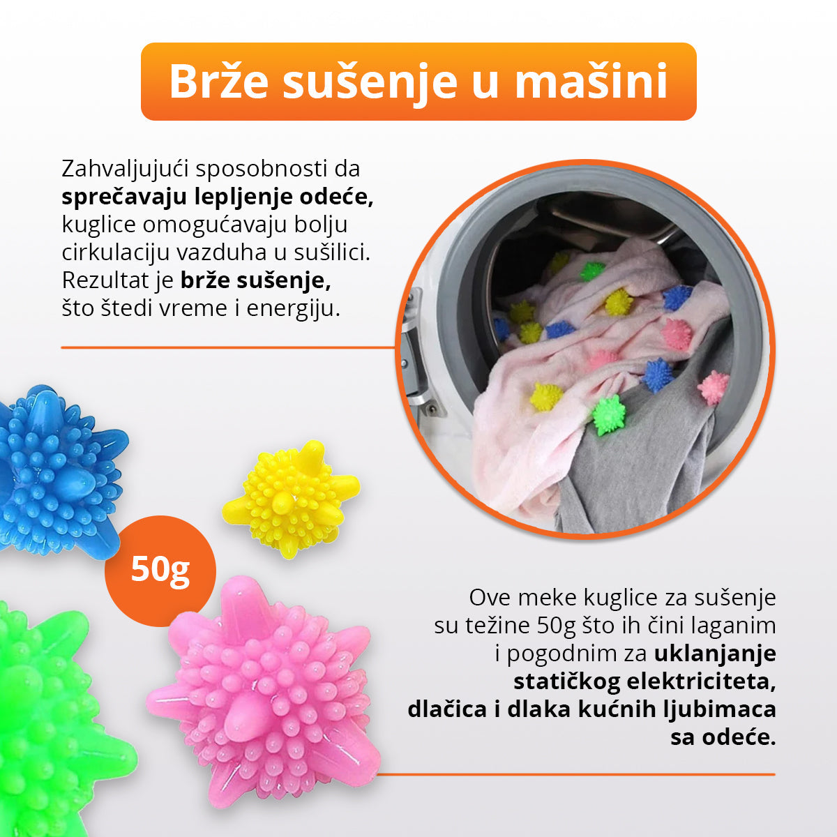 Kuglice za Pranje i Sušenje Veša – Bez Gužvanja (12 Kom)