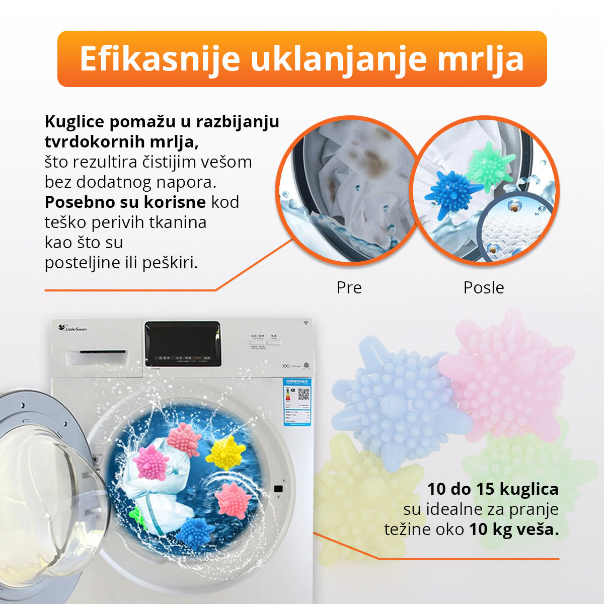 Kuglice za Pranje i Sušenje Veša – Bez Gužvanja (12 Kom)